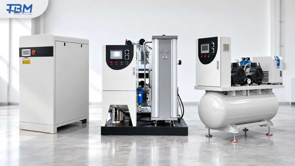 เครื่อง Medical Air Compressor และชุดทำลมแห้งในห้องเครื่อง