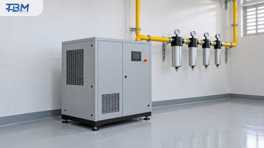 เลือก Medical Air Compressor แบบไหน Piston หรือ Scroll ? ชุดกรองอากาศหลายชั้นต่อจากเครื่องทำลมแห้งในระบบ Medical Air